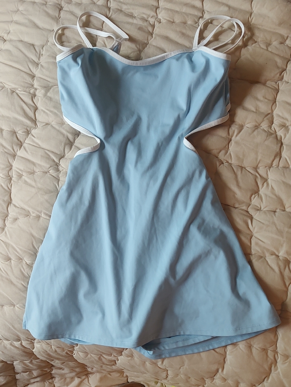 Free People Light Blue Mini Dress with White Trim